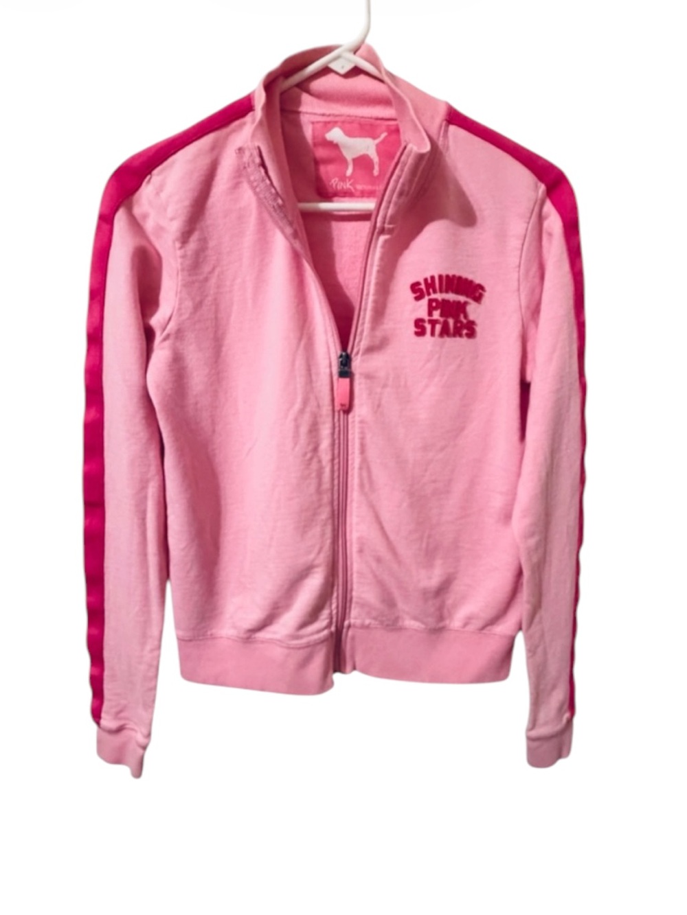 RARE Y2K Victoria's Secret PINK Shining PINK Stars Dog Logo Track/Varsity Jacket